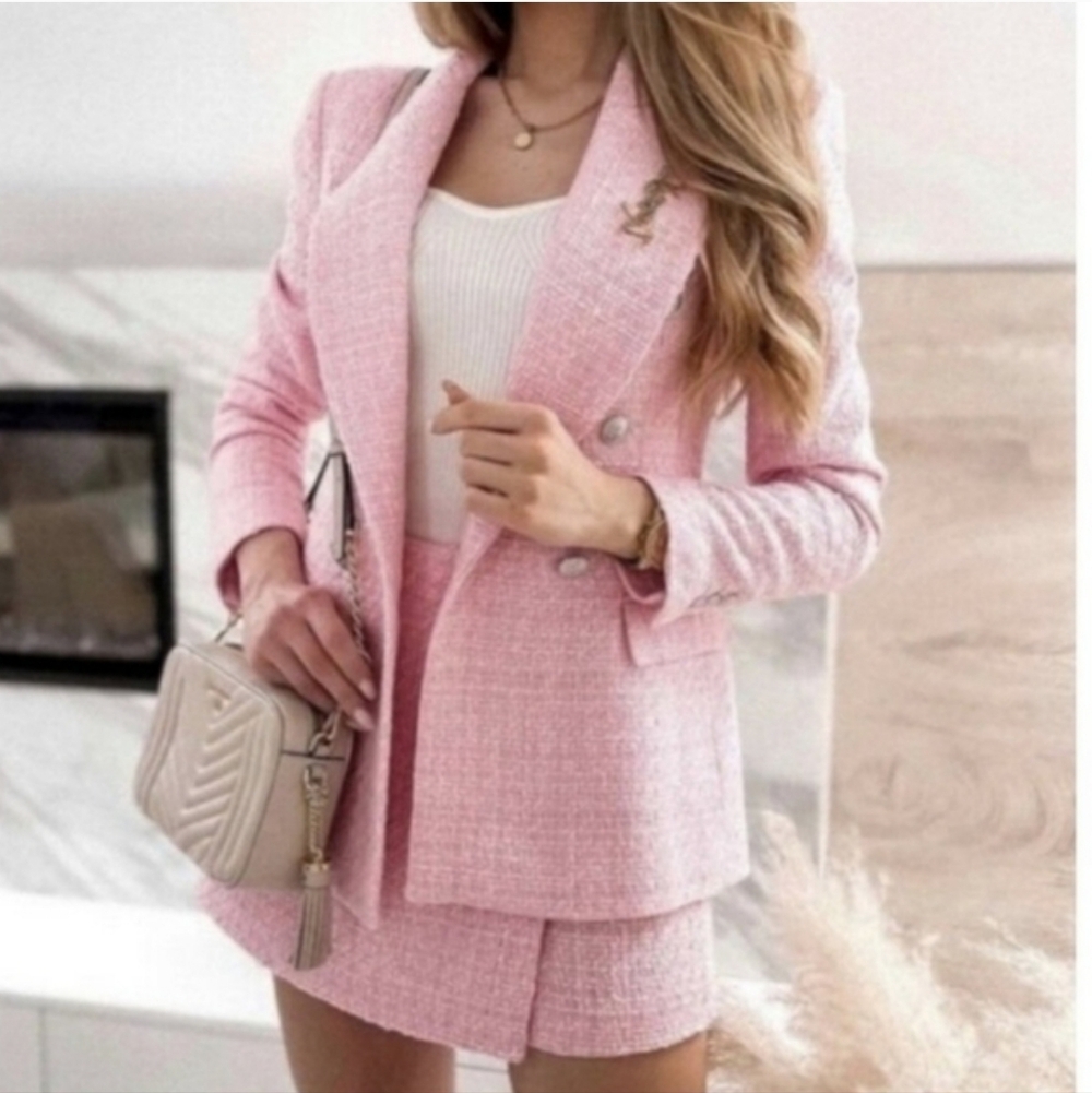 ZARA TWEED TEXTURED BLAZER PINK SIZE XS and M - Picture 2 of 16